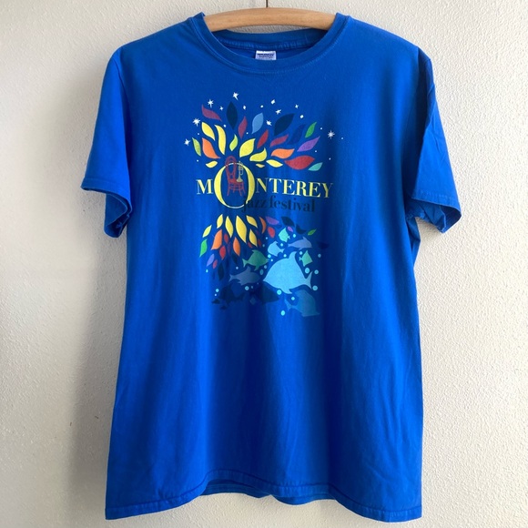 2016 Monterey Jazz Festival T-Shirt in Blue Glidan Size Large - Picture 1 of 4